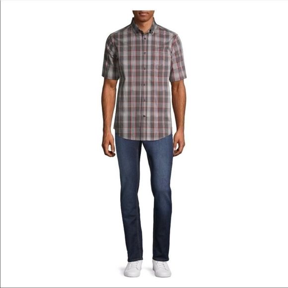 🆕George Men’s Plaid Poplin Short Sleeve Shirt - Picture 5 of 6